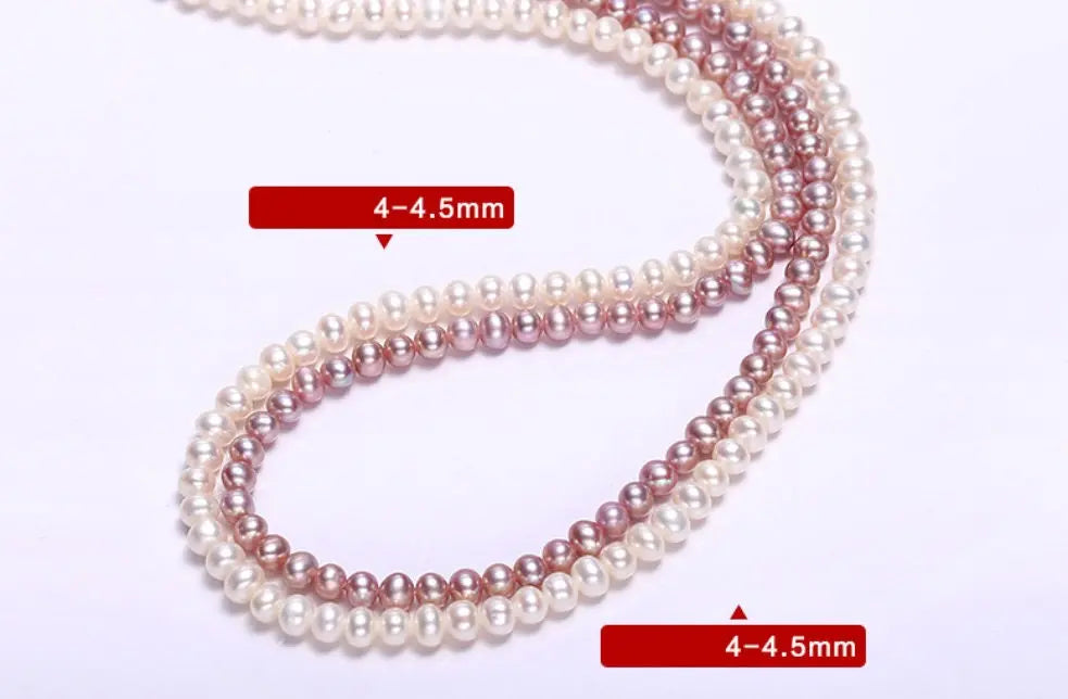 5A+ High Luster Pink Purple Pearl Handmade Silver 925 Beaded Pearl Necklace, Freshwater Pearl Choker, Pink Pearl, Beaded Choker, Gift Idea - LaCorserArtJewelry