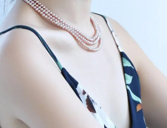 5A+ High Luster White Pearl Handmade Silver 925 Beaded Pearl Necklace, Freshwater Pearl Choker, Pink Pearl, Beaded Choker, Gift Idea Etsy