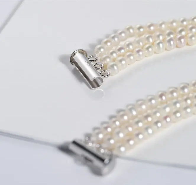 5A+ High Luster White Pearl Handmade Silver 925 Beaded Pearl Necklace, Freshwater Pearl Choker, Pink Pearl, Beaded Choker, Gift Idea Etsy