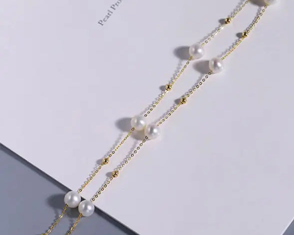 5A+ High Luster White Pearl Handmade 18k Solid Yellow Gold Necklace, Freshwater Pearl Choker, White Pearl, Beaded Choker, Gift Idea Etsy