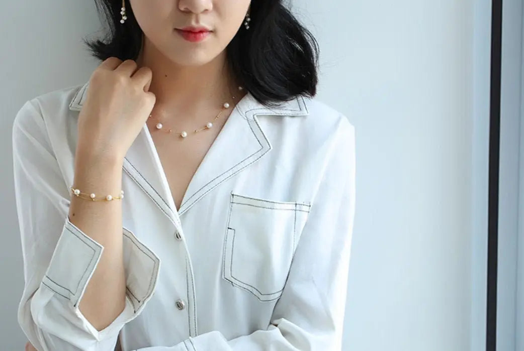 5A+ High Luster White Pearl Handmade 18k Solid Yellow Gold Necklace, Freshwater Pearl Choker, White Pearl, Beaded Choker, Gift Idea Etsy