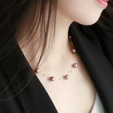 18K Gold Pearl Necklace - Purple Rose Beaded Choker Etsy