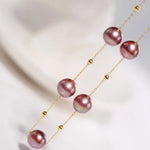 18K Gold Pearl Necklace - Purple Rose Beaded Choker Etsy