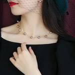 18K Gold Pearl Necklace - Purple Rose Beaded Choker Etsy