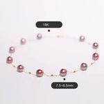 18K Gold Pearl Necklace - Purple Rose Beaded Choker Etsy