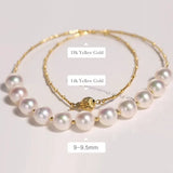 Natural Akoya Pearl 9mm Handmade 14K Yellow Solid Gold Necklace, Seawater Pearl, Pink Pearl, Gift for Her, Anniversary Gift, Gift Idea Etsy