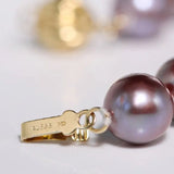 5A+ 10mm High Luster Colorful Pearl Handmade 14k Solid Yellow Gold Beaded Pearl Necklace, Freshwater Purple Pearl, Pink Pearl, Gift Idea Etsy