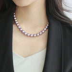 5A+ 10mm High Luster Colorful Pearl Handmade 14k Solid Yellow Gold Beaded Pearl Necklace, Freshwater Purple Pearl, Pink Pearl, Gift Idea Etsy