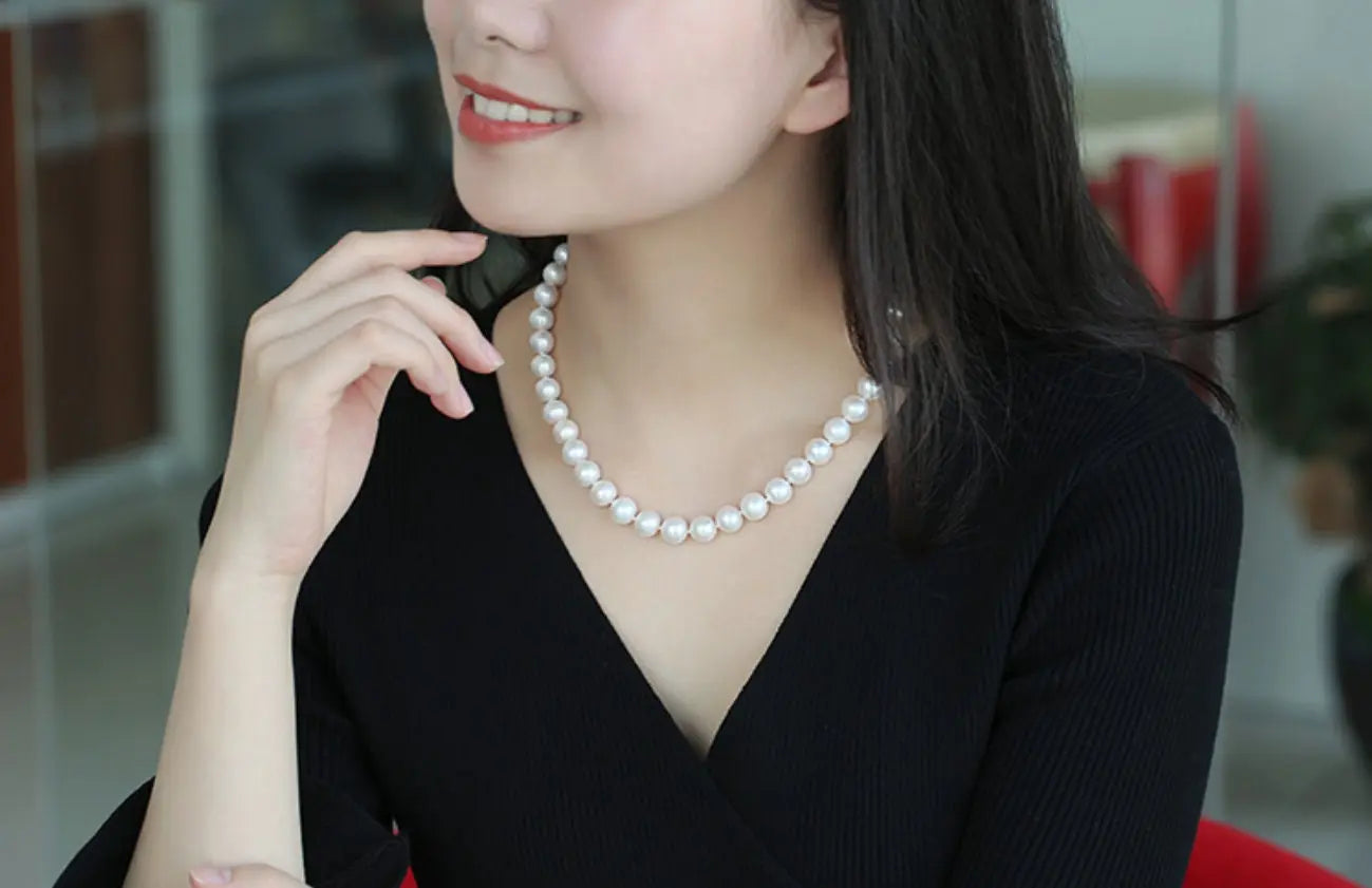 11mm Natural High Luster White Pink Pearl Handmade Silver 925 Beaded Pearl Necklace, Freshwater Pearl Choker, Akoya Pearl, Beaded Choker Etsy