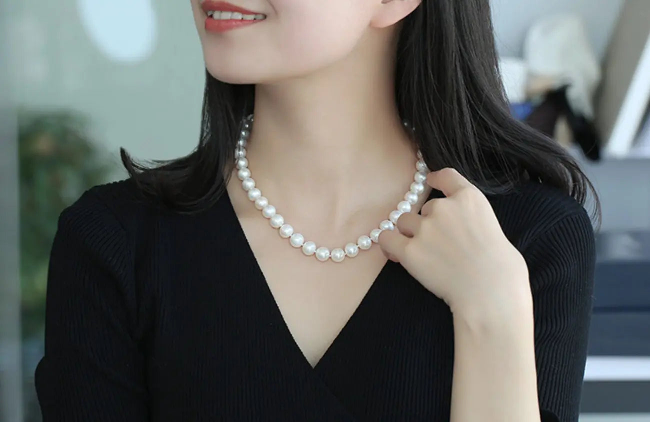 11mm Natural High Luster White Pink Pearl Handmade Silver 925 Beaded Pearl Necklace, Freshwater Pearl Choker, Akoya Pearl, Beaded Choker Etsy
