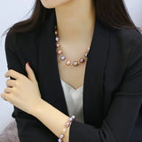 5A+ 13mm Huge Colorful Pearl 14k Solid Yellow Gold Beaded Pearl Necklace, Freshwater Purple Pink Pearl Etsy