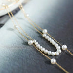 Natural High Luster Pearl 3-5mm 14K Gold Filled White Pearl Long Necklace, Freshwater Baby Pearl Necklace, Gift for Her, Sweater Necklace Etsy
