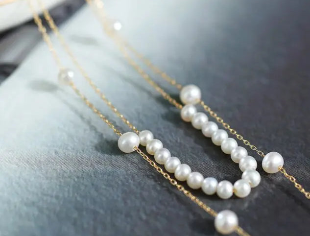 Natural High Luster Pearl 3-5mm 14K Gold Filled White Pearl Long Necklace, Freshwater Baby Pearl Necklace, Gift for Her, Sweater Necklace Etsy