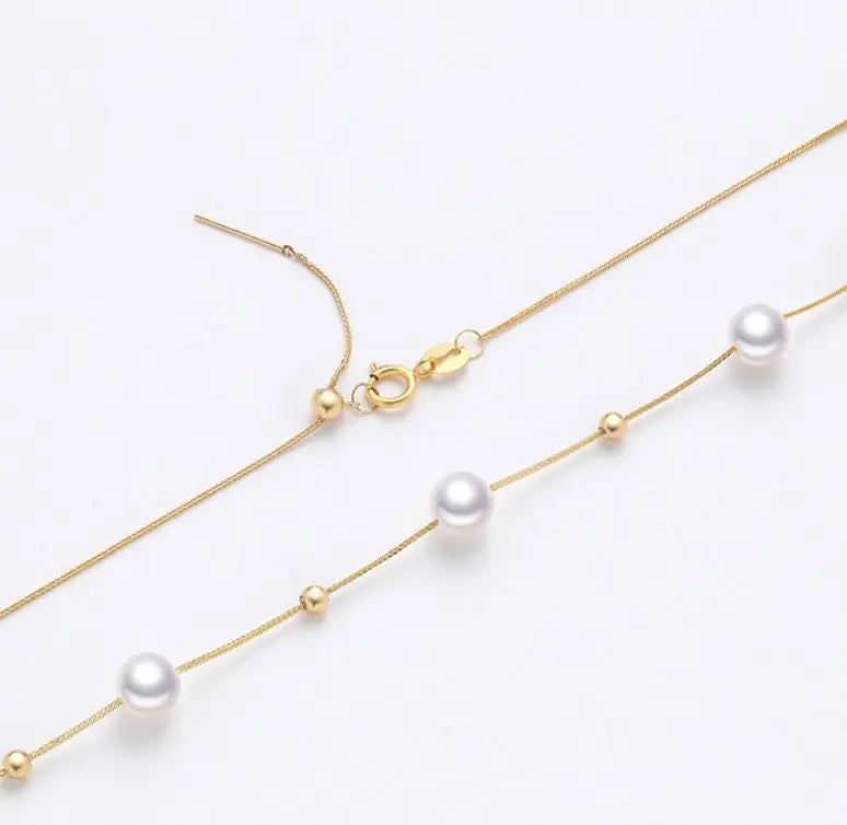 Akoya Pearl Choker Necklace - 5mm Pink Pearl with 18K Yellow Gold Etsy