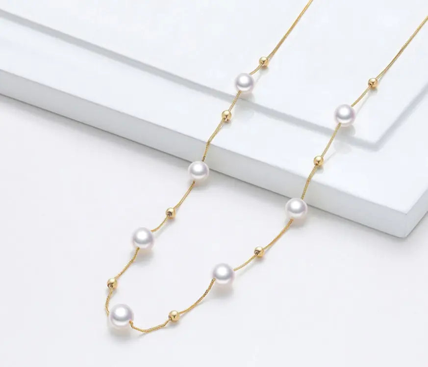 Akoya Pearl Choker Necklace - 5mm Pink Pearl with 18K Yellow Gold Etsy