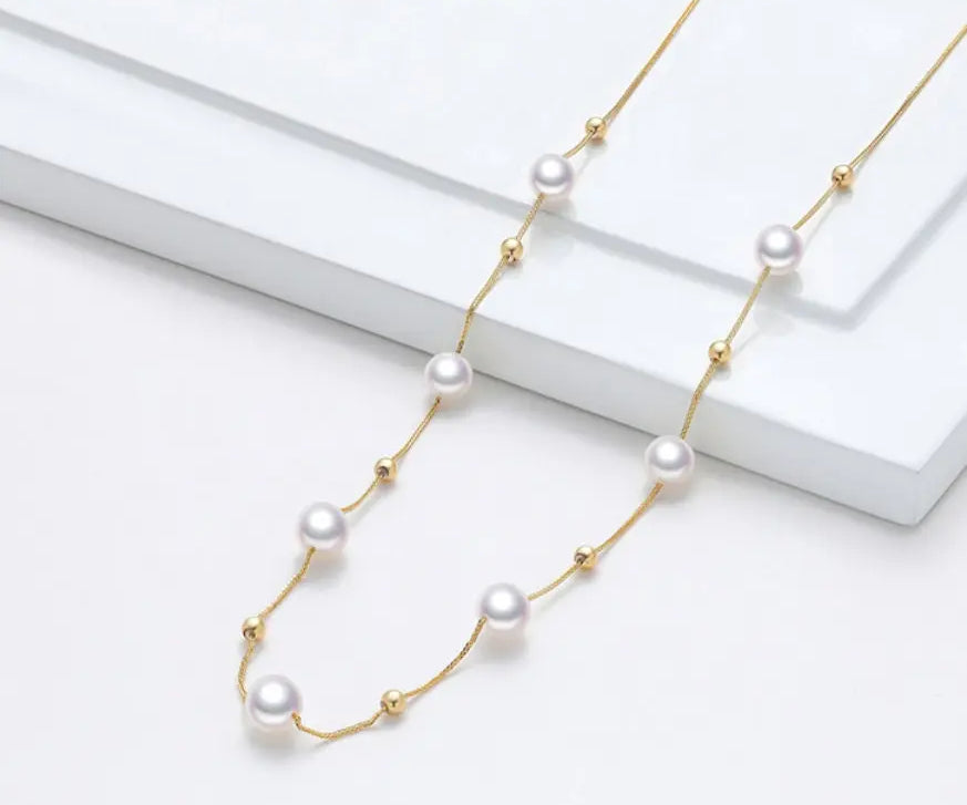 Akoya Pearl Choker Necklace - 5mm Pink Pearl with 18K Yellow Gold Etsy