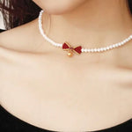 24k Solid Yellow Gold Pearl Bracelet, Freshwater Pearl Bowknot Choker, Pink Beaded Pearl Bow Choker, Gift Idea for Her GF Kid Baby Jewelry Etsy
