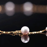 5A+ High Luster White Pink Pearl 3.5-4mm Handmade 18k Solid Yellow Gold Beaded Pearl Necklace, Freshwater Pearl Choker,  Beaded Choker Etsy