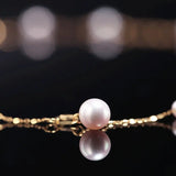5A+ High Luster White Pink Pearl 3.5-4mm Handmade 18k Solid Yellow Gold Beaded Pearl Necklace, Freshwater Pearl Choker,  Beaded Choker Etsy