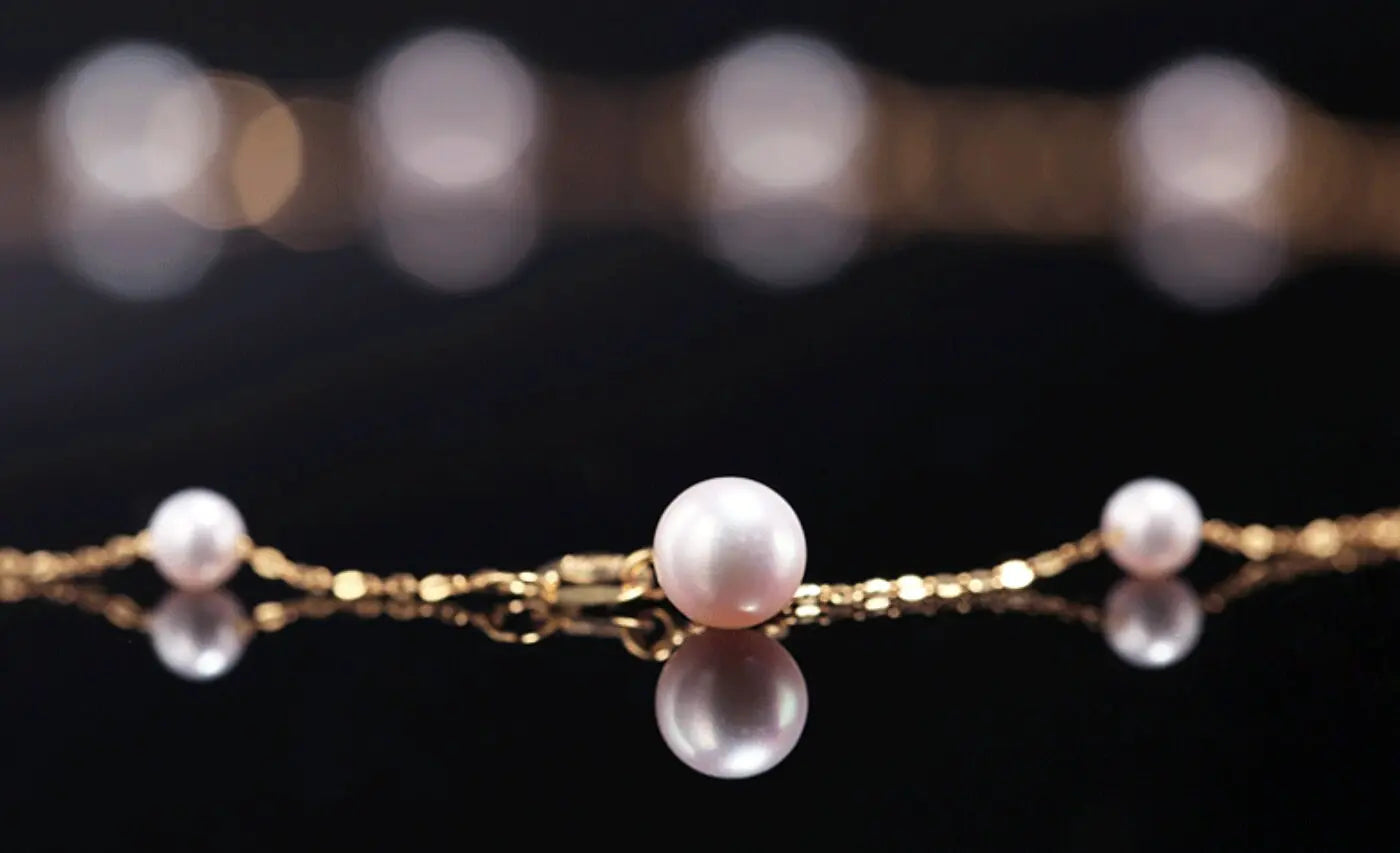 5A+ High Luster White Pink Pearl 3.5-4mm Handmade 18k Solid Yellow Gold Beaded Pearl Necklace, Freshwater Pearl Choker,  Beaded Choker Etsy