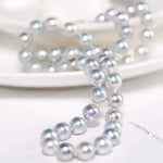 AAA+ Natural Akoya Silver Pearl Necklace - 7mm Grey Pearl Strand Etsy