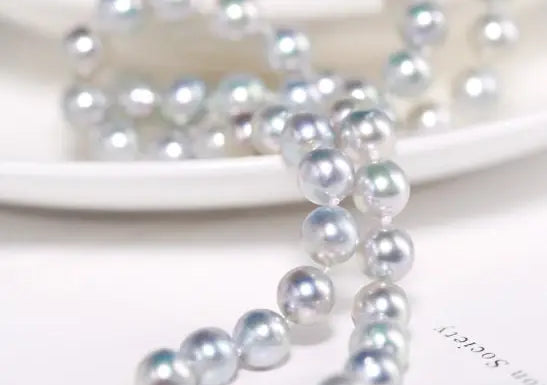 AAA+ Natural Akoya Silver Pearl Necklace - 7mm Grey Pearl Strand Etsy