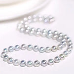 AAA+ Natural Akoya Silver Pearl Necklace - 7mm Grey Pearl Strand Etsy