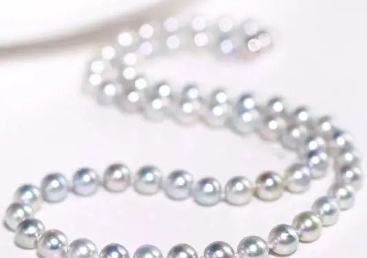 AAA+ Natural Akoya Silver Pearl Necklace - 7mm Grey Pearl Strand Etsy
