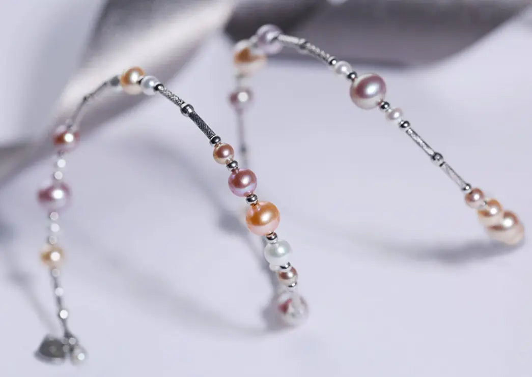 Trendy Mixed Pearls Silver Bangle - 925 Beaded Pearls Accents, High Luster Pearls, Perfect for Layering Jewelry Etsy