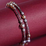 Trendy Mixed Pearls Silver Bangle - 925 Beaded Pearls Accents, High Luster Pearls, Perfect for Layering Jewelry Etsy