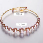 3.5-7.5mm Natural Pink Purple High Luster Pearl Bangles, 18k Yellow Gold Handmade Bangles, Pink Rose Tone Pearl Beaded Bangles, Gift Idea Etsy