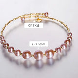 3.5-7.5mm Natural Pink Purple High Luster Pearl Bangles, 18k Yellow Gold Handmade Bangles, Pink Rose Tone Pearl Beaded Bangles, Gift Idea Etsy