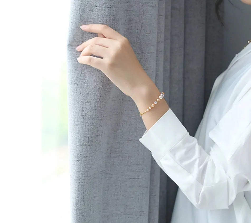 Colorful Purple Pearl Strand Bracelet - 18K Yellow Gold Etsy