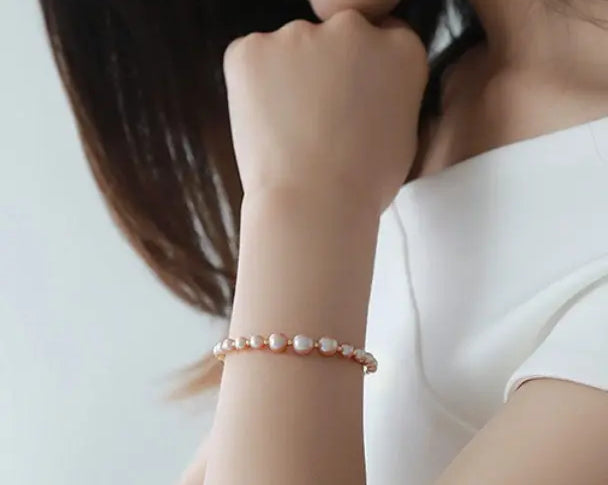 Colorful Purple Pearl Strand Bracelet - 18K Yellow Gold Etsy