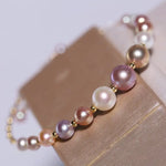 Colorful Purple Pearl Strand Bracelet - 18K Yellow Gold Etsy
