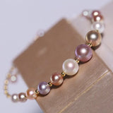 Colorful Purple Pearl Strand Bracelet - 18K Yellow Gold Etsy