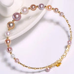 Colorful Purple Pearl Strand Bracelet - 18K Yellow Gold Etsy