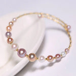 Colorful Purple Pearl Strand Bracelet - 18K Yellow Gold Etsy