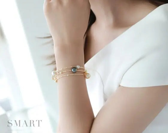 9mm Tahitian & Golden Pearl Bracelet - 18K Yellow Gold Etsy