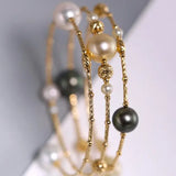 9mm Tahitian & Golden Pearl Bracelet - 18K Yellow Gold Etsy