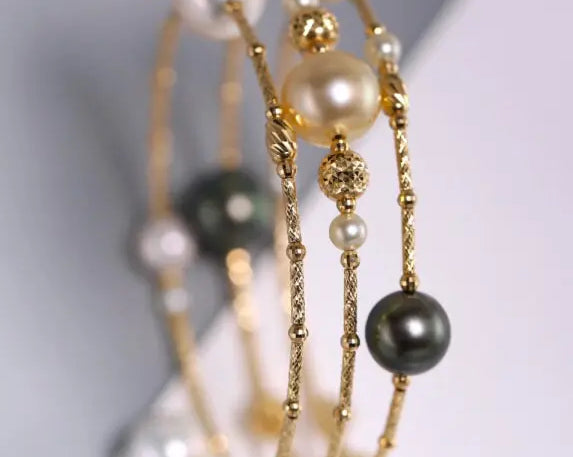 9mm Tahitian & Golden Pearl Bracelet - 18K Yellow Gold Etsy
