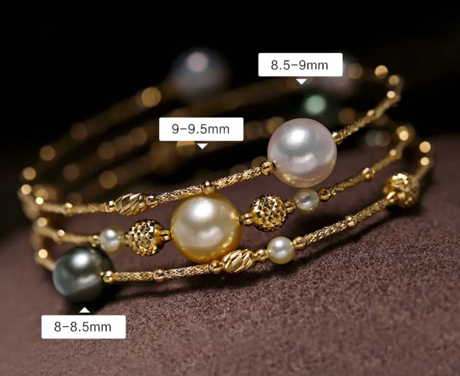 9mm Tahitian & Golden Pearl Bracelet - 18K Yellow Gold Etsy