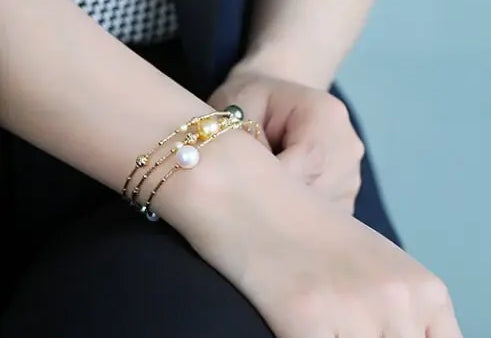 9mm Tahitian & Golden Pearl Bracelet - 18K Yellow Gold Etsy