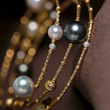 9mm Tahitian & Golden Pearl Bracelet - 18K Yellow Gold Etsy