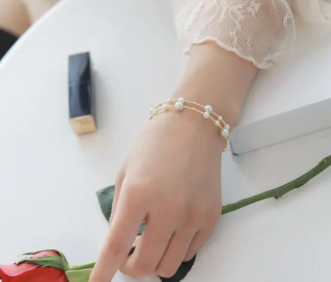AAA+ High Luster Akoya Pearl Strand Bangles - 18K Yellow Gold Etsy