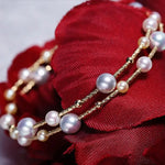 5A+ Natural Golden Pearl 3.5-6.5mm Handmade 18K Yellow  Gold Bracelets, Seawater Pearl, Gift for Her, Golden Pearl, Gift Idea Etsy