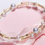 5A+ Natural Golden Pearl 3.5-6.5mm Handmade 18K Yellow  Gold Bracelets, Seawater Pearl, Gift for Her, Golden Pearl, Gift Idea Etsy