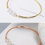 AAA+ 7mm Akoya Pearl Strand Bangles - 18K Yellow Gold Etsy