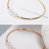 AAA+ 7mm Akoya Pearl Strand Bangles - 18K Yellow Gold Etsy