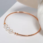 AAA+ 7mm Akoya Pearl Strand Bangles - 18K Yellow Gold Etsy